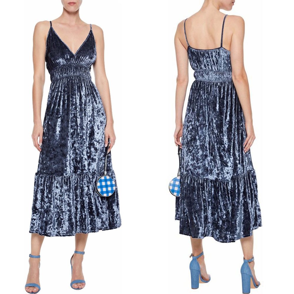 Rebecca Minkoff blue crushed velvet dress S M NWOT